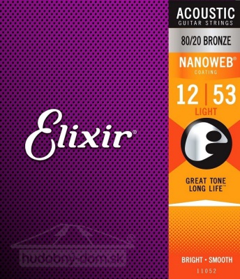 Elixir Nanoweb 11052 80/20 BR - kovové struny pro akustickou kytaru (light) 12/53